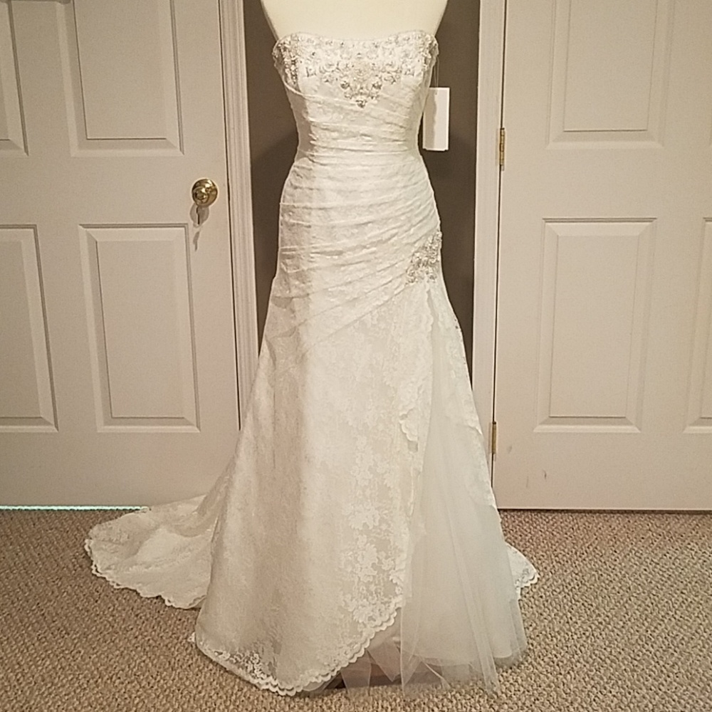 A-Line Lace Wedding Dress w/ Side Split Detail